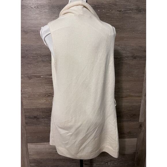 Hedge 100% Cashemere Vest Ivory Zellie Sz Small Long Pockets - Picture 4 of 9